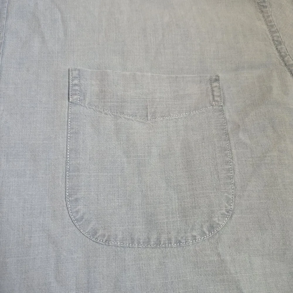 J.Crew Organic Cotton Button Up Shirt Mens XXLT Light Blue Short Sleeve Classic